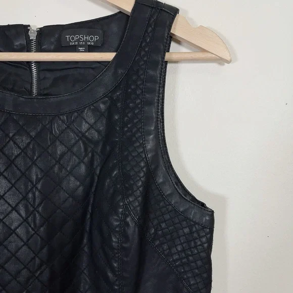 TOPSHOP | FAUX LEATHER SLEEVELESS DRESS - Picture 5 of 13